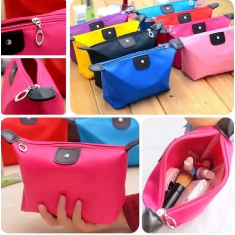 Pouch Make Up Kosmetik Anti Air Bahan Sintetis Ukuran Besar Murah Polos