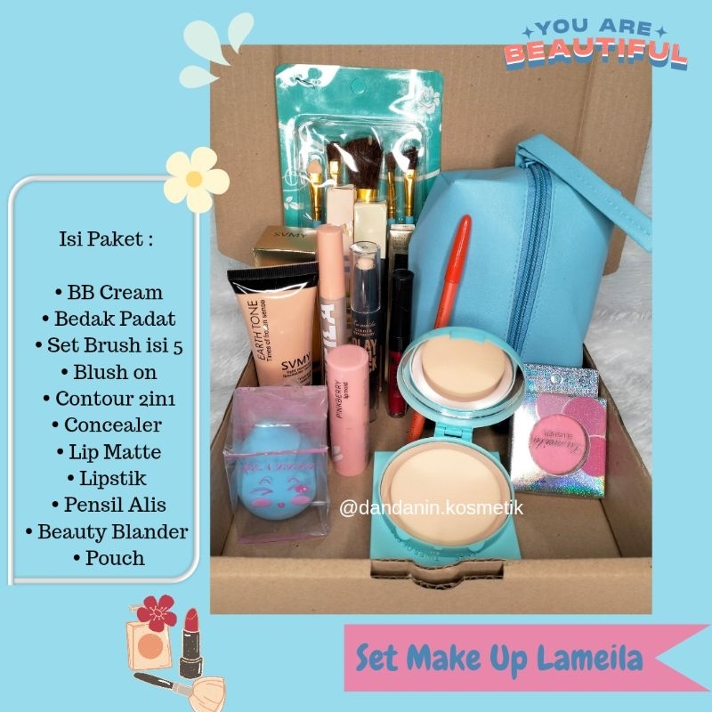 Paket Kosmetik Make up set Lameila dan Maybelline 12pcs murah meriah lengkap komplit makeup viral terlaris