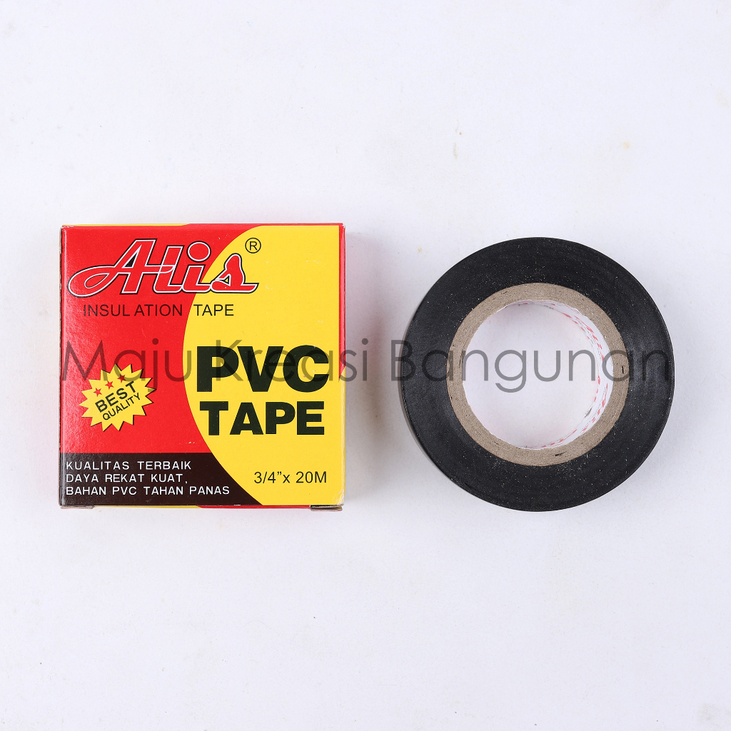 Isolasi Listrik Alis Solatip Lem Insulation Tape Selotip Lakban PVC Electrical Solasi Kabel Hitam 3/4 Inch 20 Meter 20M 3/4Inch