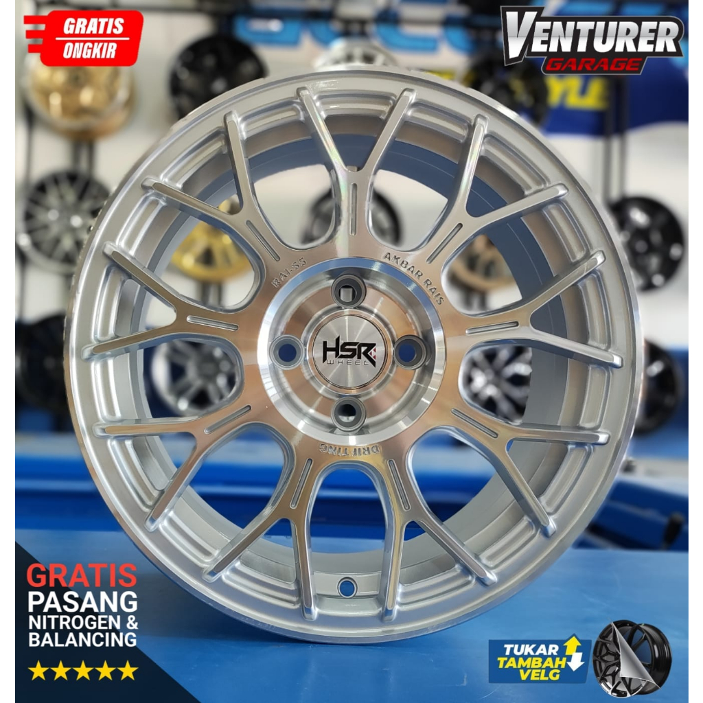 velg mobil hsr wheel rai s5 ring 16 lubang 4x100 cocok untuk sigra calya agya ayla  brio jazz mobili