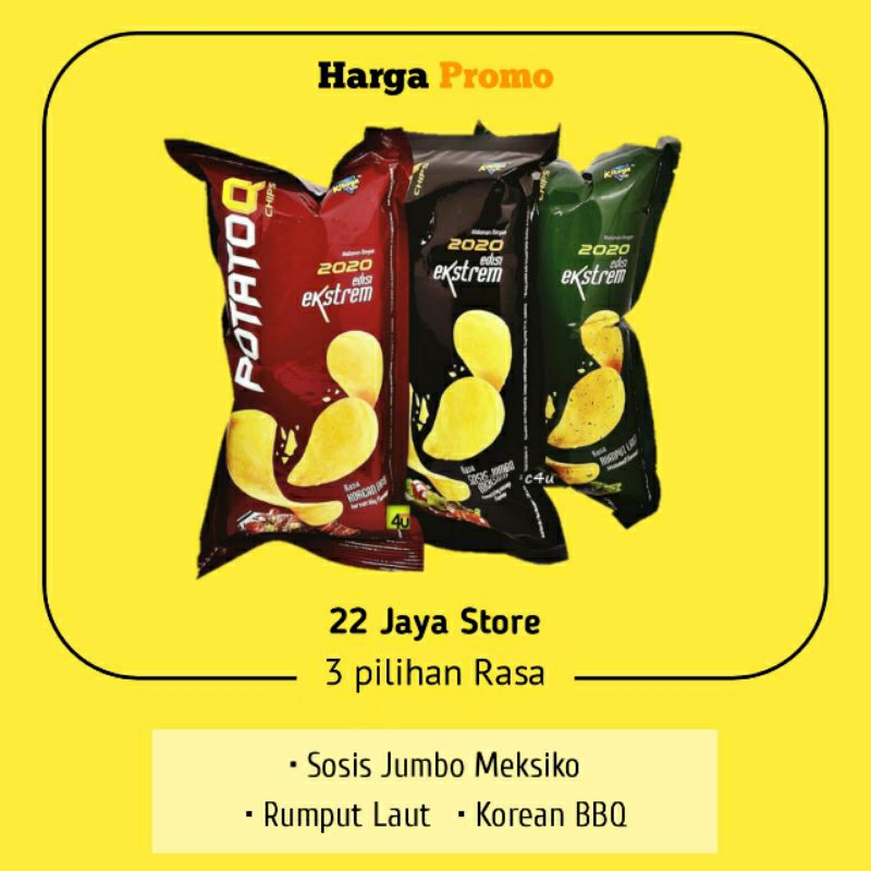 

Ciki kentang Potato Q Snack chips 1 pack isi 10 pcs ukuran 28gr