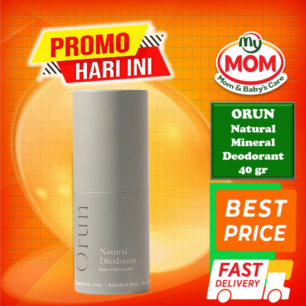 [BPOM] ORUN Natural Mineral Deodorant 40gr - Made With Mineral Salt / Deodoran / Deodoran Bau Badan / MY MOM