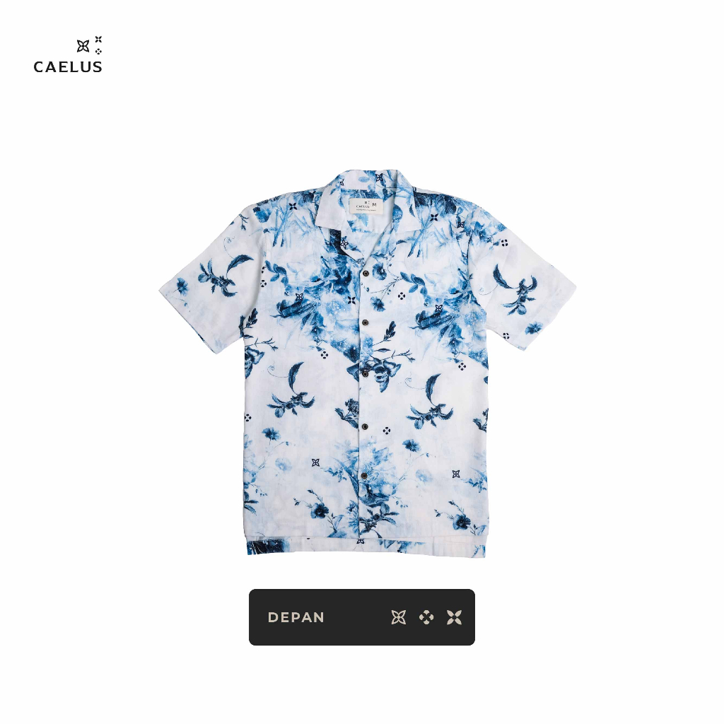 Caelus - Blue Floral Signature Eco Linen Shirt