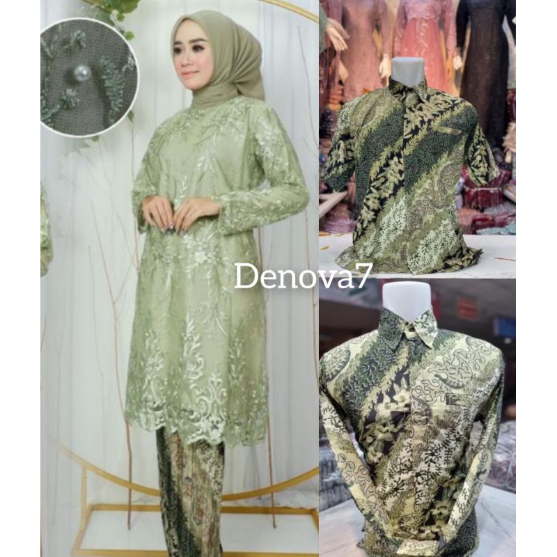 Couple kebaya modern set kebaya tunik sage green