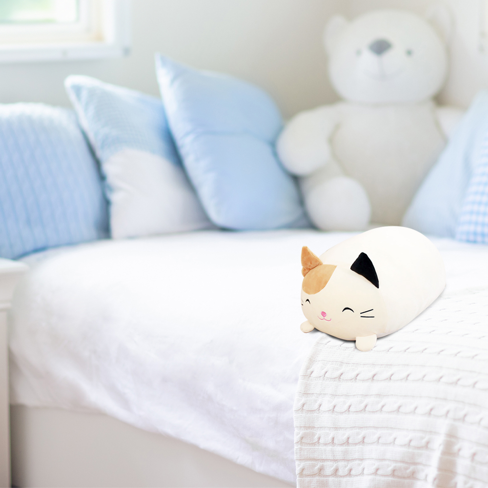 Boneka Bantal Karakter Kucing Lucu Plush Stuffed Toy - ZN91 - Cream
