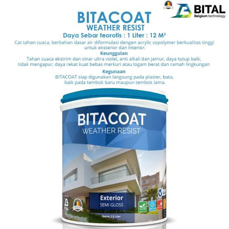 Bitacoat Cat Tembok Eksterior Weather Resist Cat Tinting Eksterior 2.5 Liter