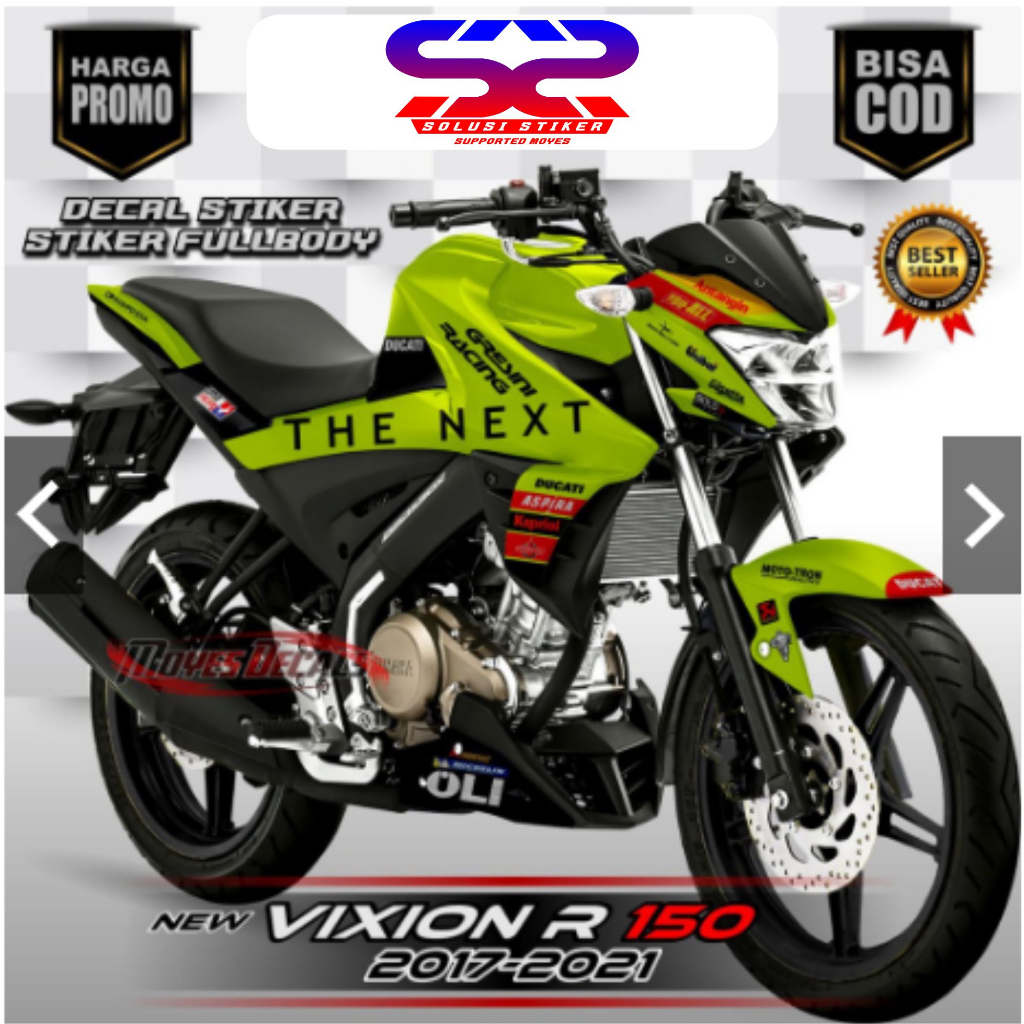 [TERBARU] Stiker Decal New Vixion R 150 Motif Hijau Stabilo FullBody Decal Yamaha Vixion FullBody