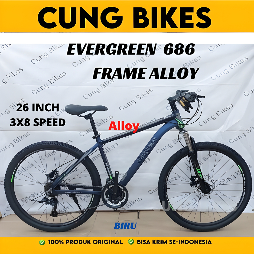 Sepeda gunung MTB 26 Inch Evergreen Ranger 686 Frame Alloy