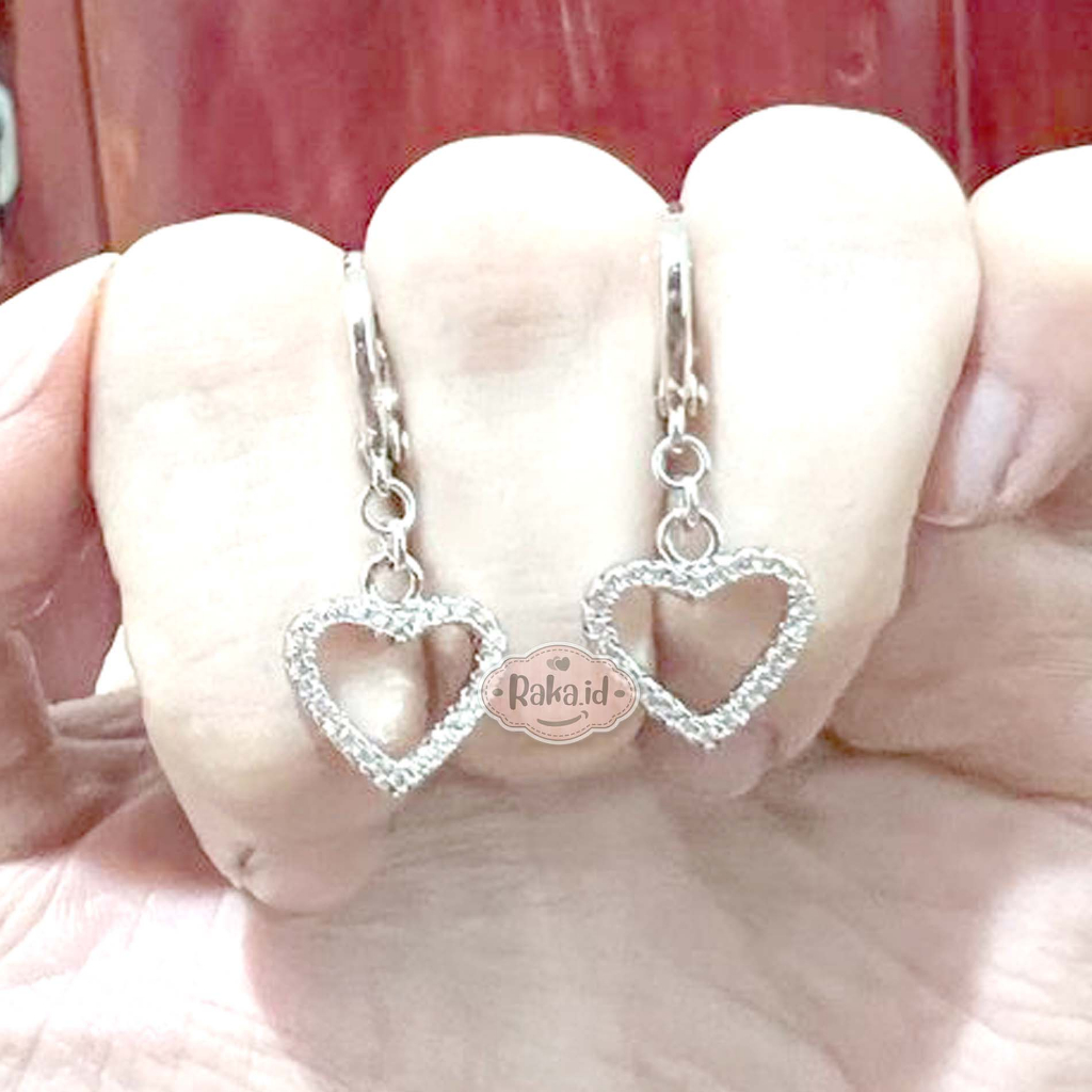 Anting Korean Style Anting Clip Bulat Motif Love Lubang 1305