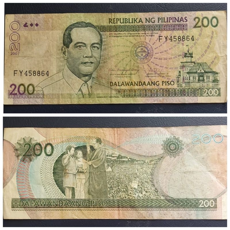Uang Negara Filipina Pilipina 200 Peso 2009 Kondisi AXF bagus Dijamin Original 100%