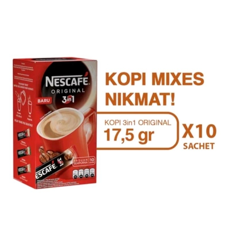 

kopi Nescafe Original 3in1 10 sachet x17,5 gram