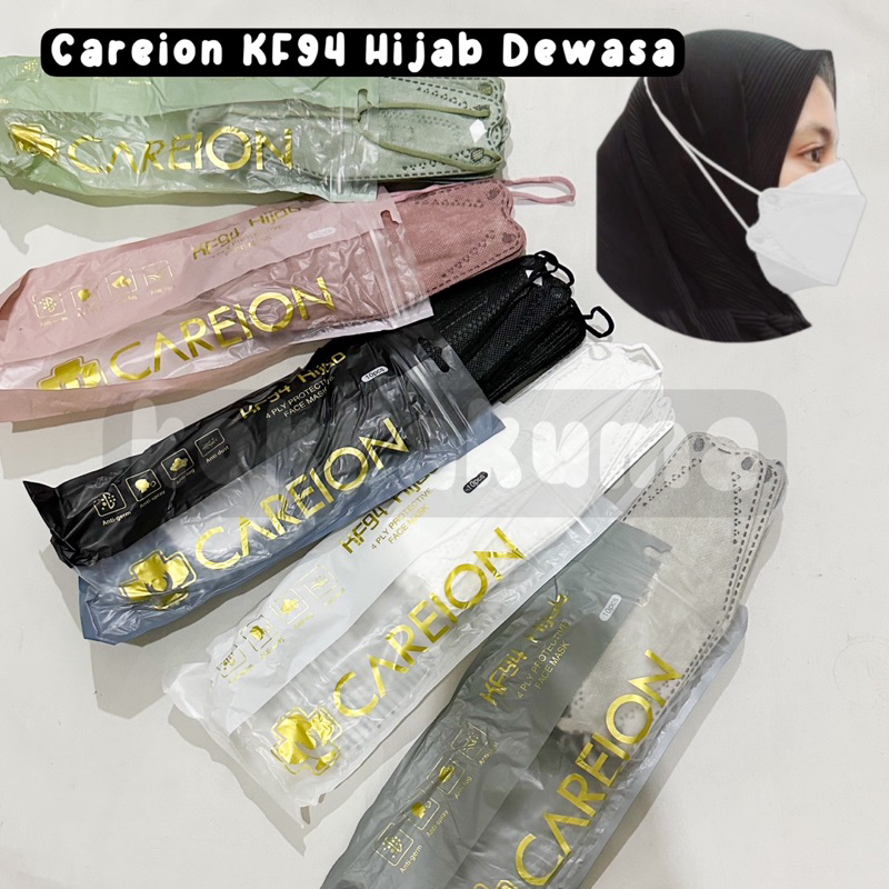 CAREION KF94 Hijab 4 PLY Dewasa Warna Headloop Sachet isi 10 Pcs
