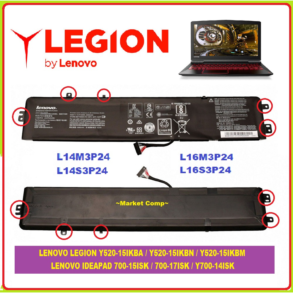 Baterai Laptop Lenovo Ideapad 700 15 ISK 700 17 ISK 700 15ISK 700 17ISK 700-15ISK 700-17ISK Y700 14 