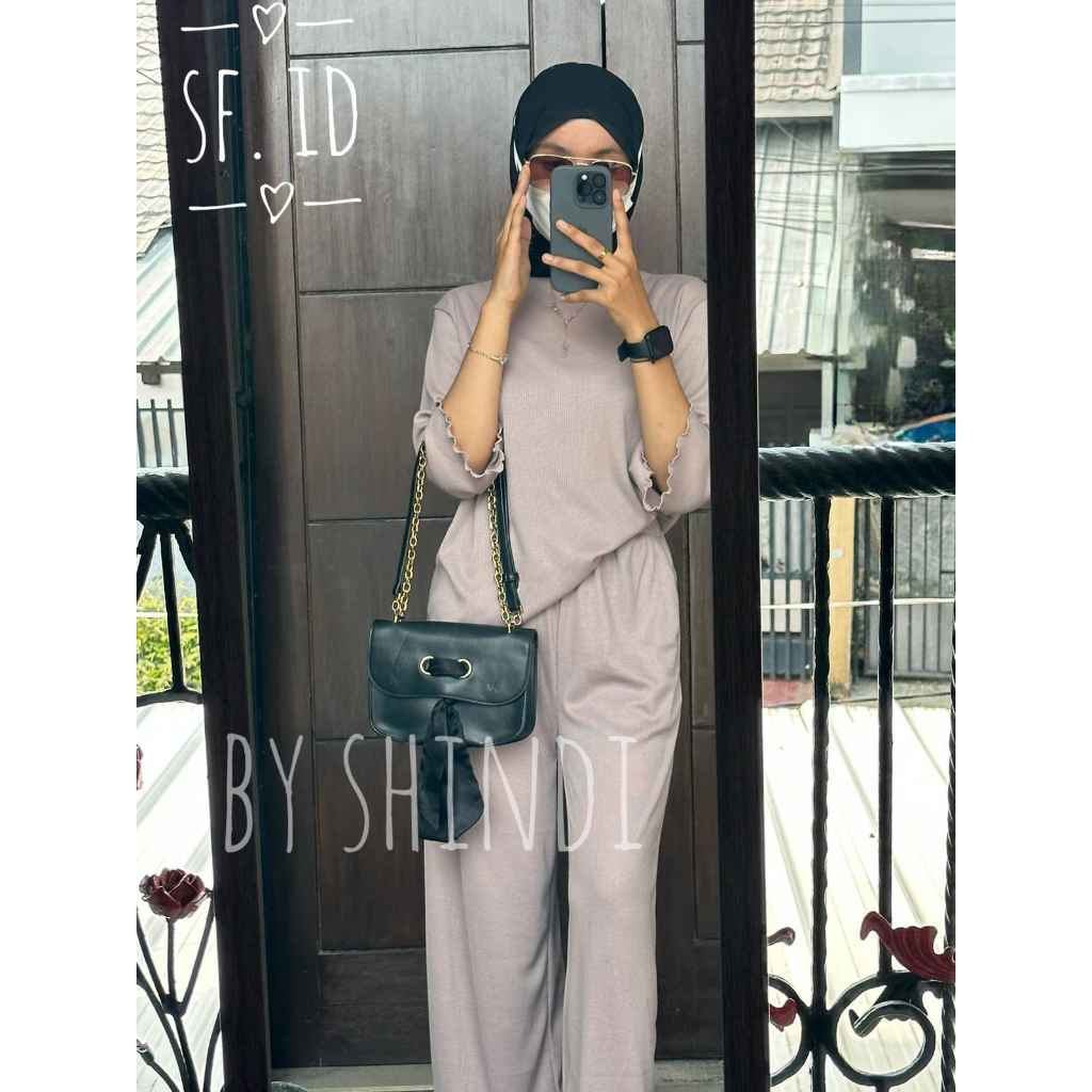 SETELAN WANITA PREMIUM / OOTD wanita kekinian / Setelan rib premium / Setelan kaos lengan panjang BY SHINDI