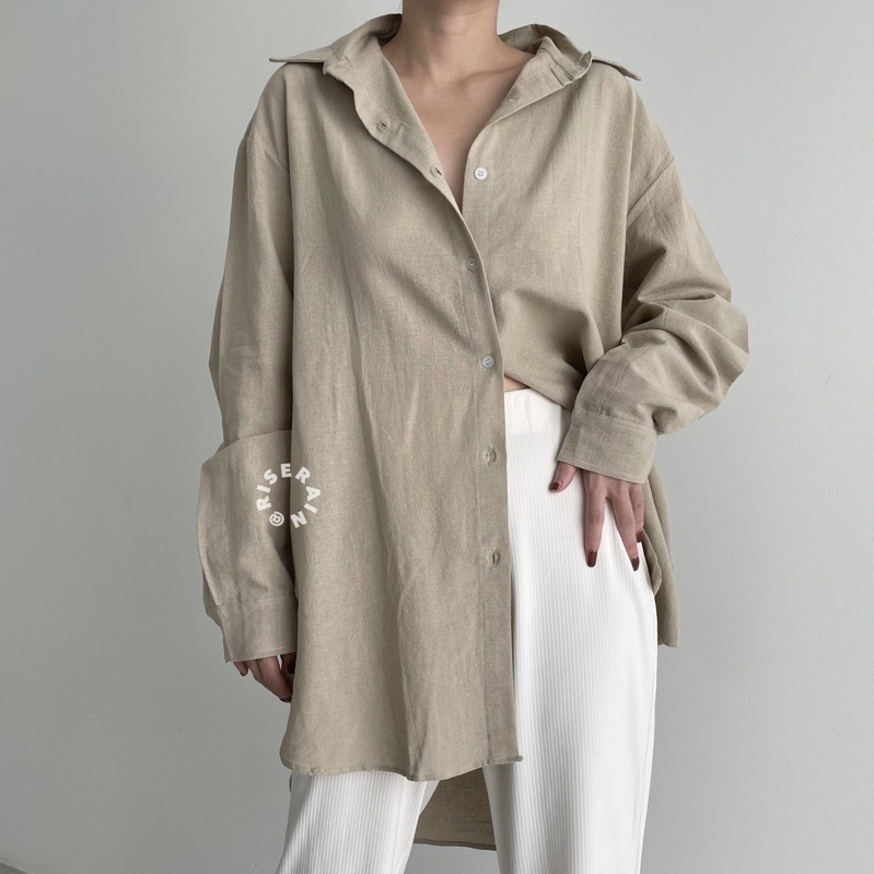 Nira Oversized Shirt / Kemeja Basic Polos Wanita Oversized Bigsize Jumbo / Kemeja Linen Angel Premium Quality / SJJ