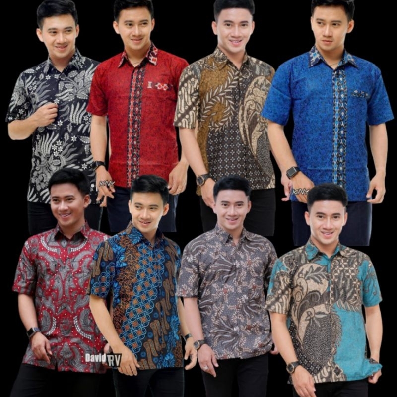 Kemeja Batik Pria Lengan Pendek Motif Mega Mendung