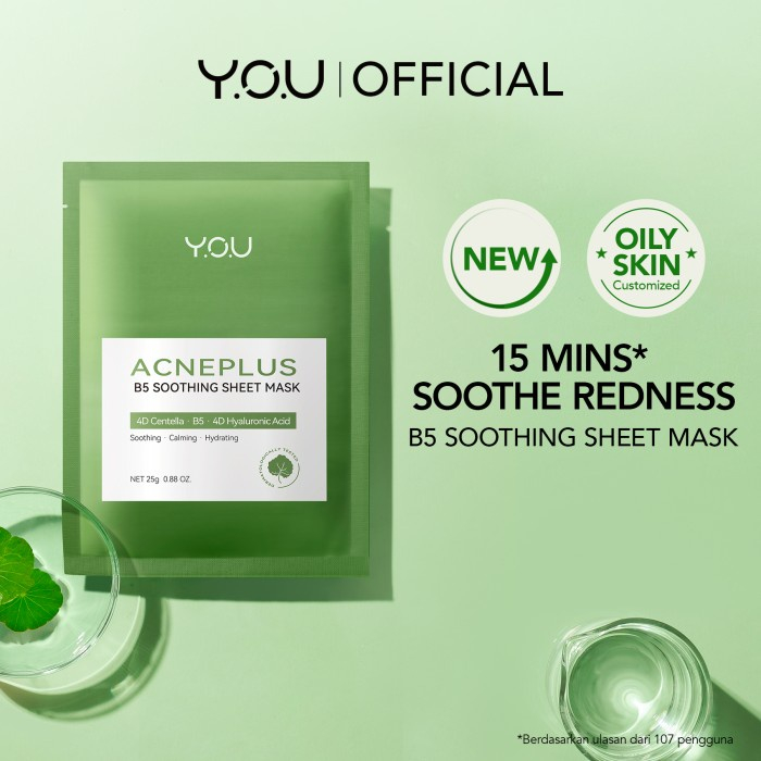 ❤️ MEMEY ❤️ Y.O.U AcnePlus | Acne Plus B5 Soothing Sheet Mask 25g