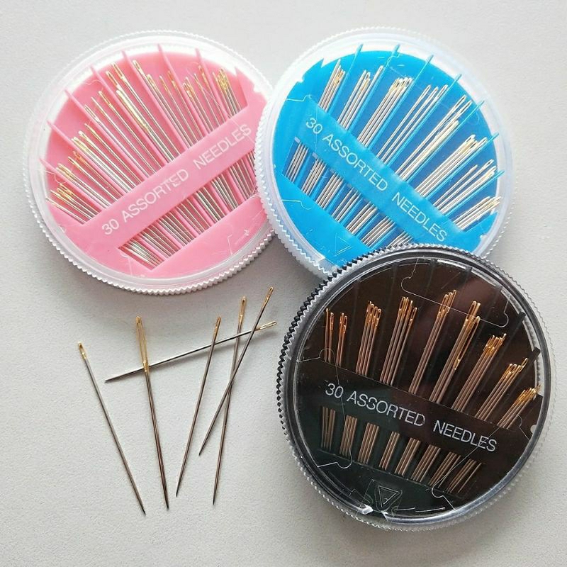Jarum Jahit Tangan Set Wadah Bundar / Jarum Jahit