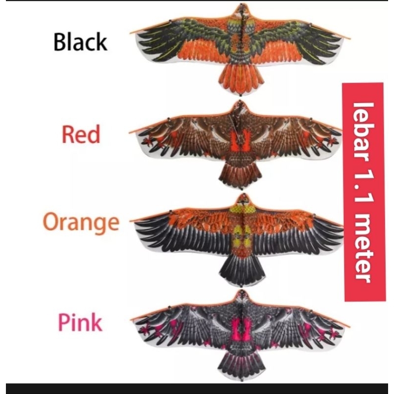 Layangan lipat burung elang 1.1 meter bahan parasut/ layangan pantai