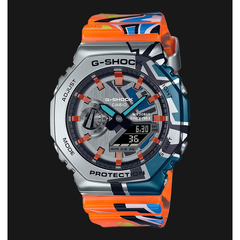 JAM TANGAN PRIA G-SHOCK GM-2100 A METAL COVERED STAINLESS STEEL Octagonal Farm Oak Watch