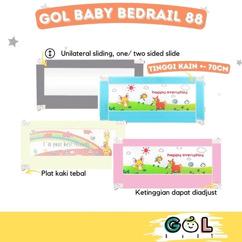 GOL Baby Bedrail Bedguard Pembatas Pengaman Pagar Dipan Kasur Ranjang Bayi Bed Rail Safety Safe Guard