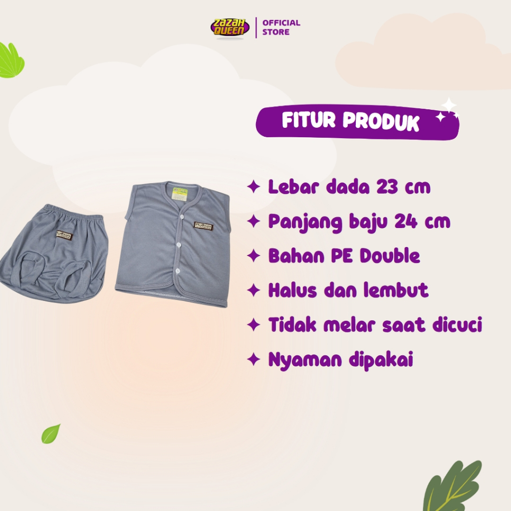 6 PCS - Baju Bayi Kutung Kancing Depan Setelan Baju Bayi Usia 0-3 Bulan