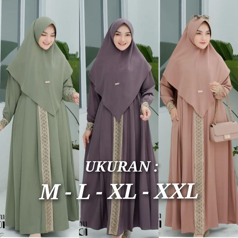 KANAYA syari gamis syari plus hijab ukuran M - L - XL - XXL gamis syari terbaru kekinian gamis pengajian pesta kondangan gamis seragaman fashion muslim set syari dress baju wanita muslimah busui berkualitas premium terlaris murah jumbo