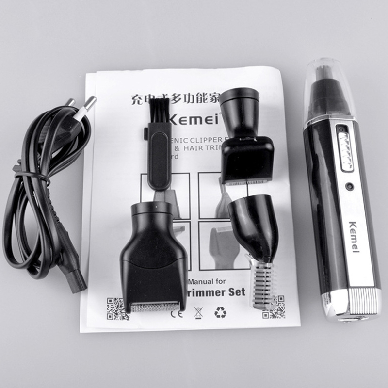 Kemei KM-6630 Alat Cukur Elektrik Jenggot Kumis Bulu Hidung 4 in 1