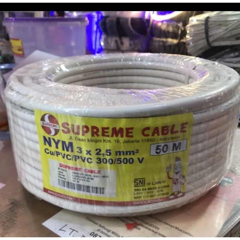 Kabel Listrik NYM 3X2.5 mm 3 x 3,5 mm 50 Meter  Supreme