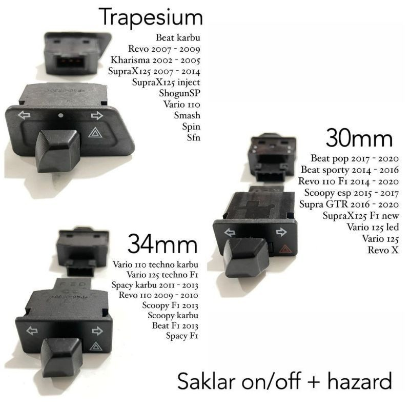 Saklar Tombol Sein Sen Hazard PNP Langsung Pasang 30mm 34mm 30mm