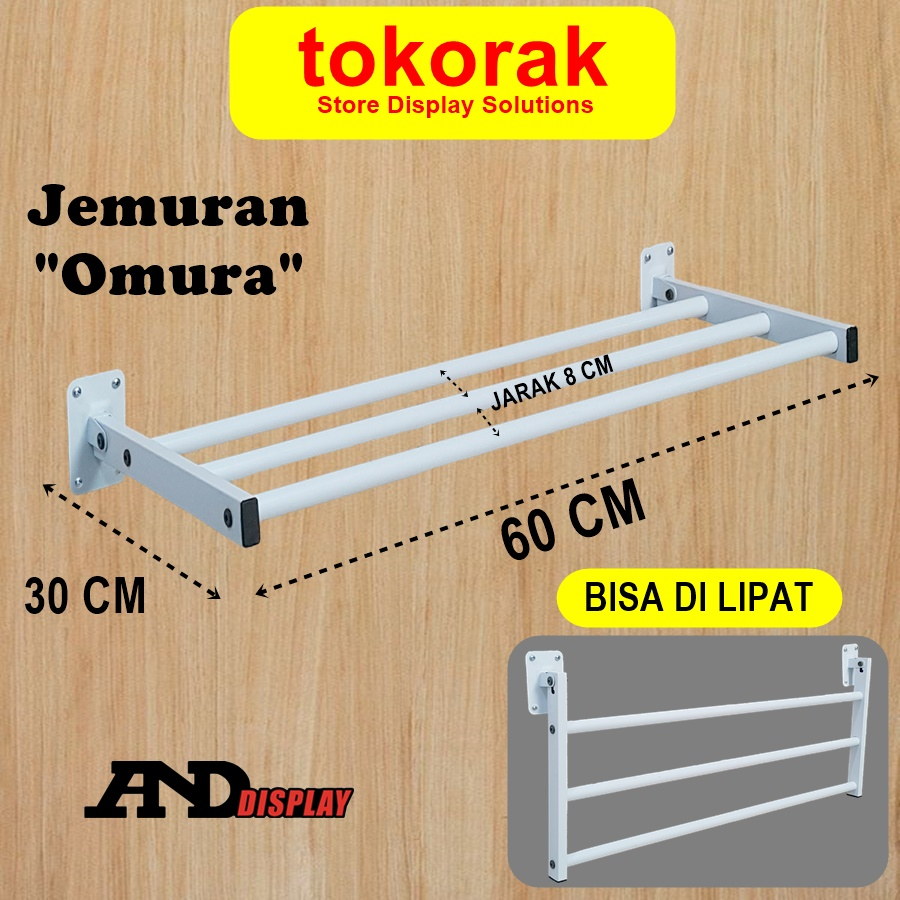 JEMURAN DINDING LIPAT OMURA 60 CM GANTUNGAN HANDUK BAJU