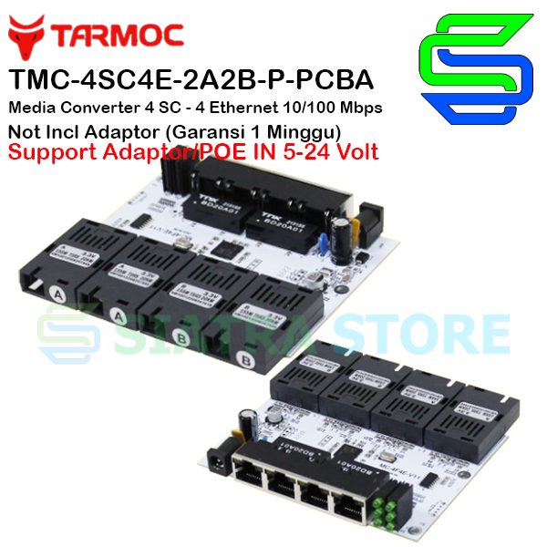 Tarmoc TMC-4SC4E-2A2B-P-PCBA | Media Converter 4FO 4LAN 10/100 POE IN