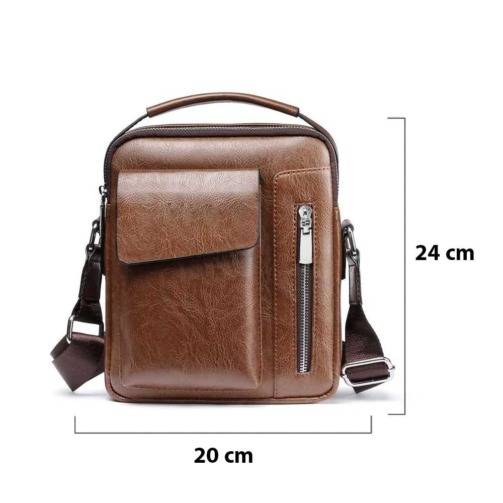 Tas Selempang Pria Bahan Kulit Terbaru Messenger Bag PU Leather