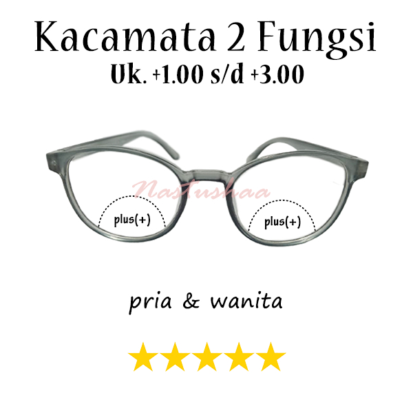 Kacamata Plus 2 Fungsi Untuk Baca Dan Jalan Tersedia Uk. + 1,00 s/d +3,00 Rabun Dekat Untuk Pria Dan Wanita Bingkai Oval Warna Doff NOCASE