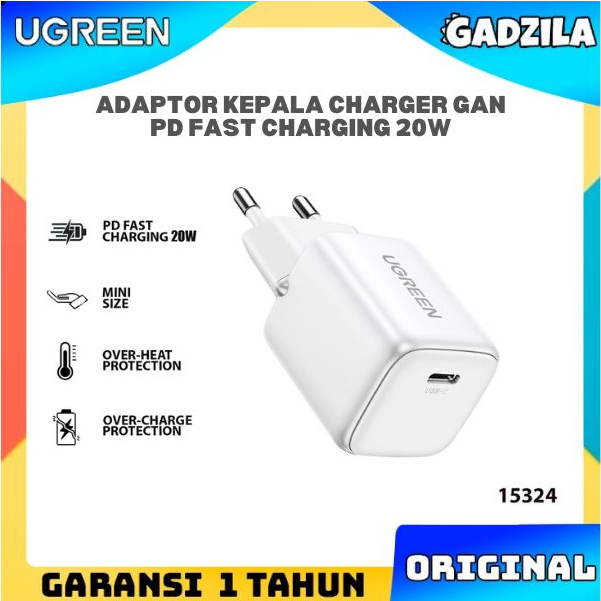 UGREEN Kepala Adaptor Charger Nexode Mini Usb Type C Fast Charging 20W Untuk Oppo Vivo Samsung iPhone 15324