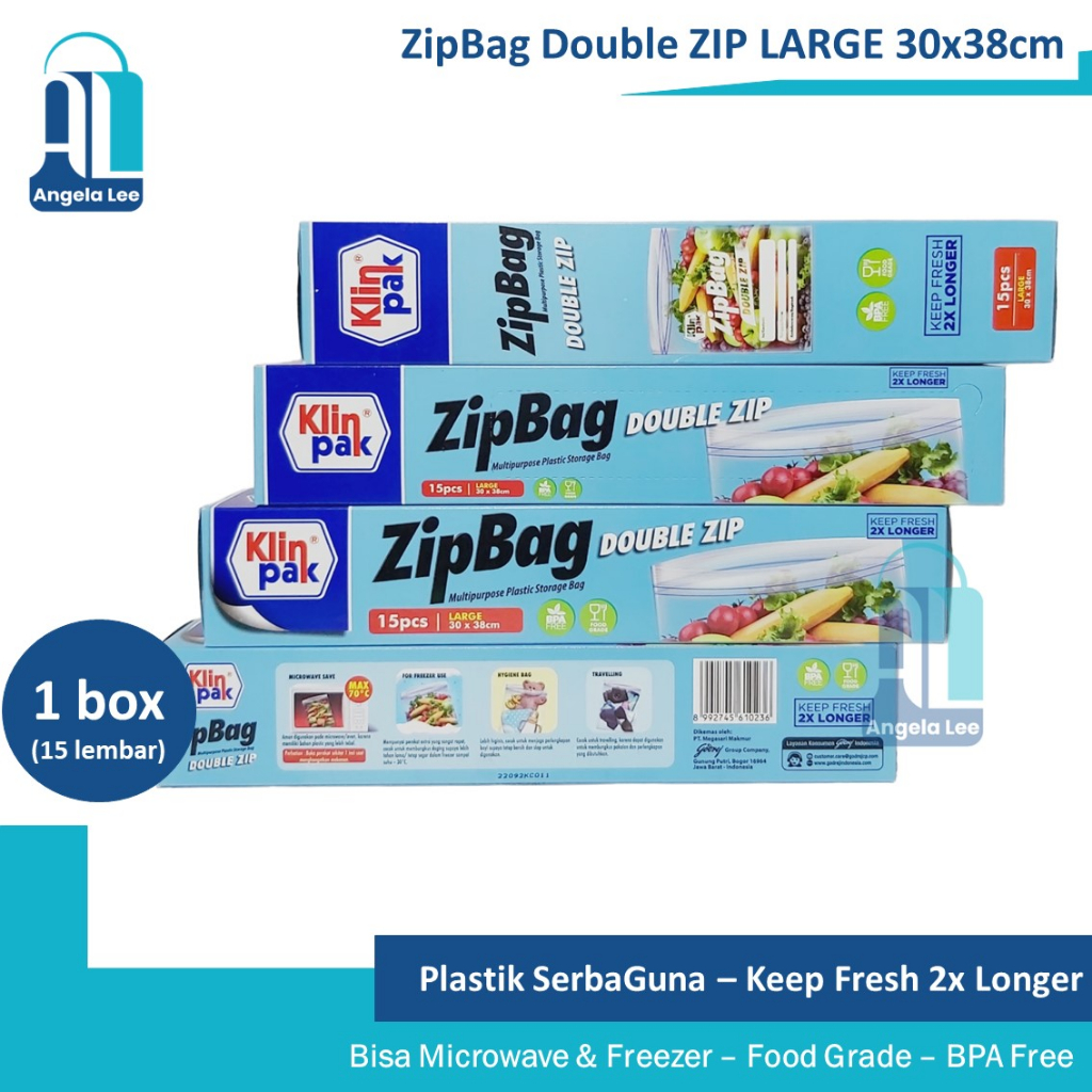 Klinpak ZipBag Double Zip Storage Bag plastik serbaguna reusable Small Large