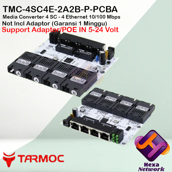 Tarmoc TMC-4SC4E-2A2B-P-PCBA | Media Converter 4FO 4LAN 10/100 POE IN