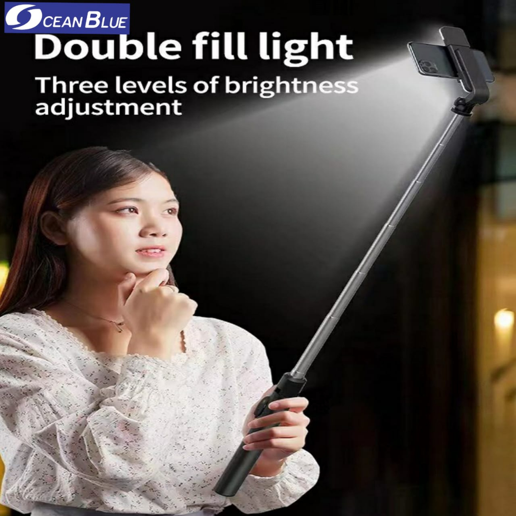 Ocean Blue OCN Y17S Y17 Tongsis Tripod Selfie Stick LED Remote Bluetooth 170Cm Tongkat Selfie Stick With Lampu HP Dudukan Penyangga Live