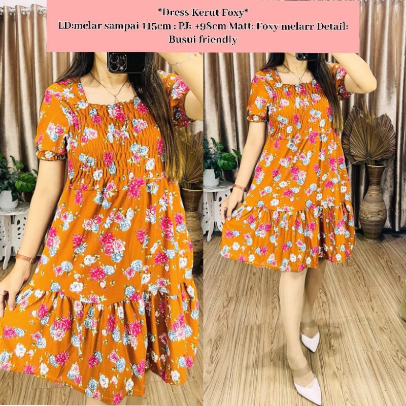 Daster Dress Kerut Feli Foxy Melar Rempel / Dress Foxy Rempel / Dress Foxy Susun / Dress Foxy Canda / Dress Foxy Busui / Daster Foxy / Daster Foxy murah / Daster Foxy Rempel
