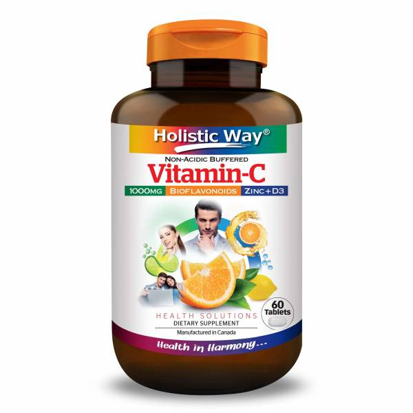 VITAMIN C 1000 MG / HOLISTIC WAY NON-ACIDIC VITAMIN C 1000mg +D3 +ZINC (LAMBUNG AMAN) 60 kapsul