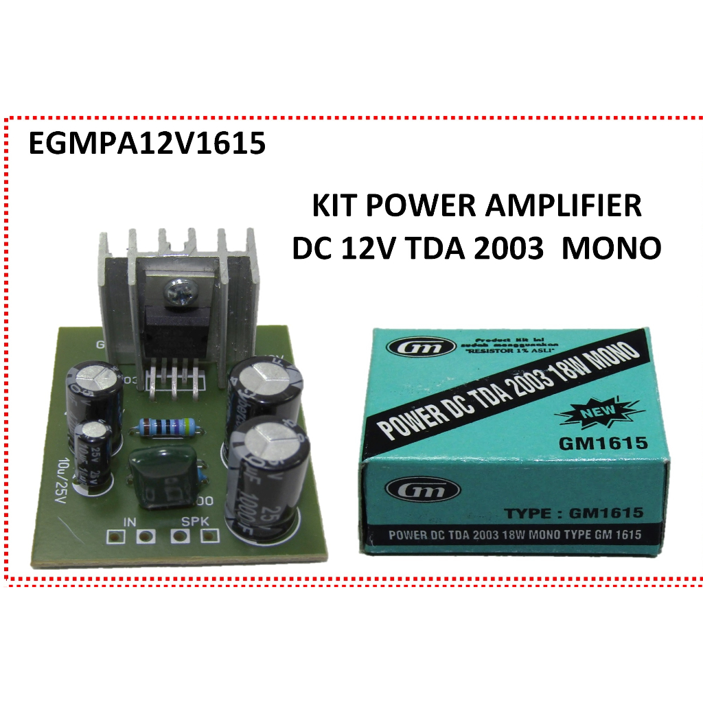 Kit Rakitan Power Amplifier Dc 12V TDA 2003 Mono 18Watt