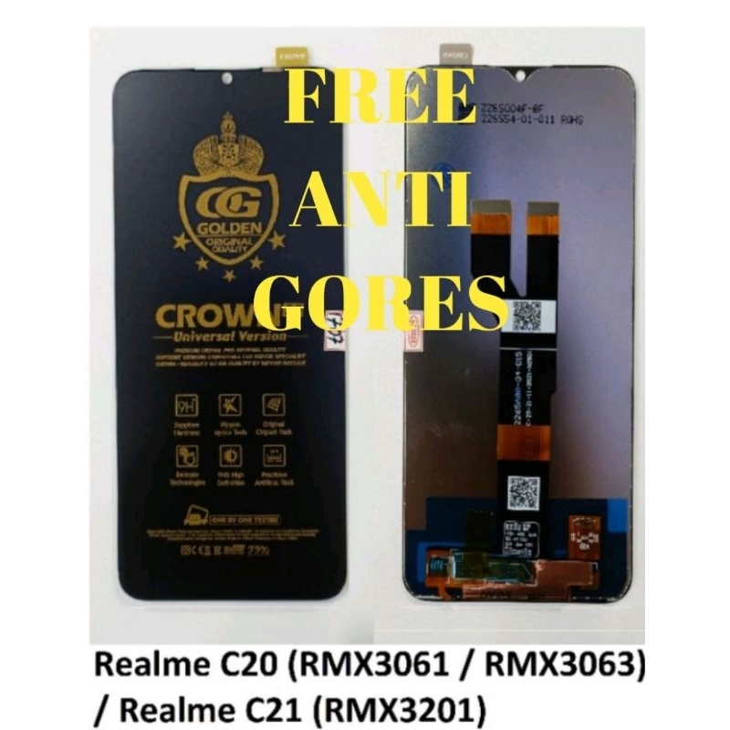 Lcd Torchscreen Hp Fullset Realme C20 / Realme C21 Original Crown Quality. Free Dus Packing & Bubble