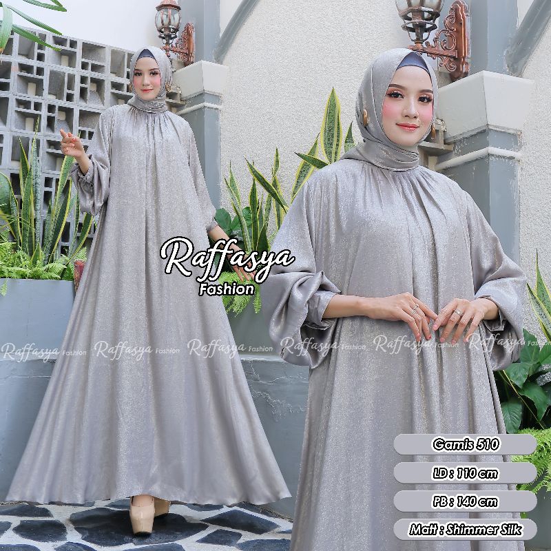 GAMIS ABAYA SHIMMER POLOS SET PASHMINA MEWAH 510