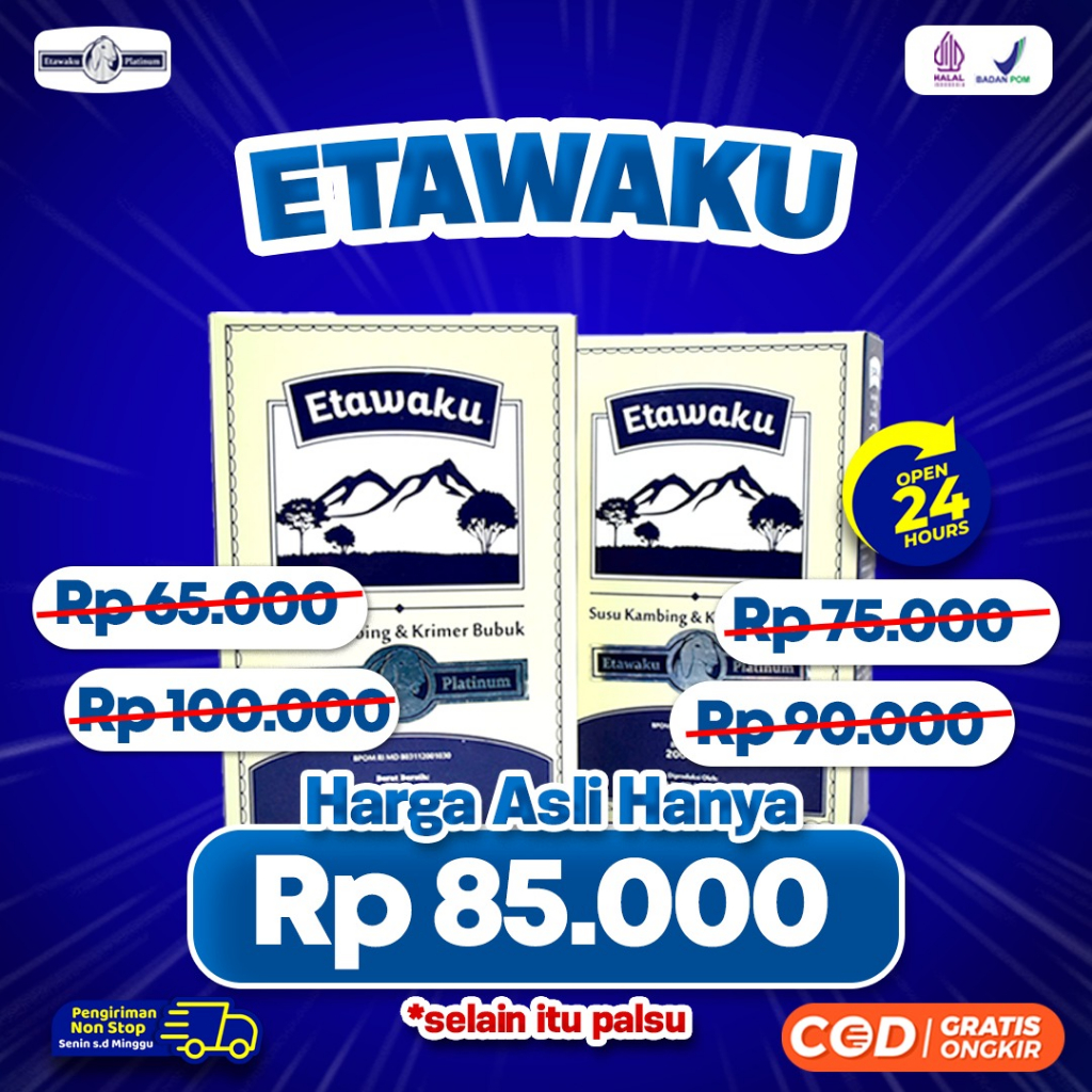 Etawaku Platinum || Susu Kambing Etawa Murni Rendah Gula Bebas Pengawet Efektif Atasi Masalah Pencernaan Nyeri Sendi &amp; Tulang Jaga Kesehatan Jantung Cegah &amp; Menurunkan Diabetes Kolesterol Lancarkan Produksi ASI Isi 200gr