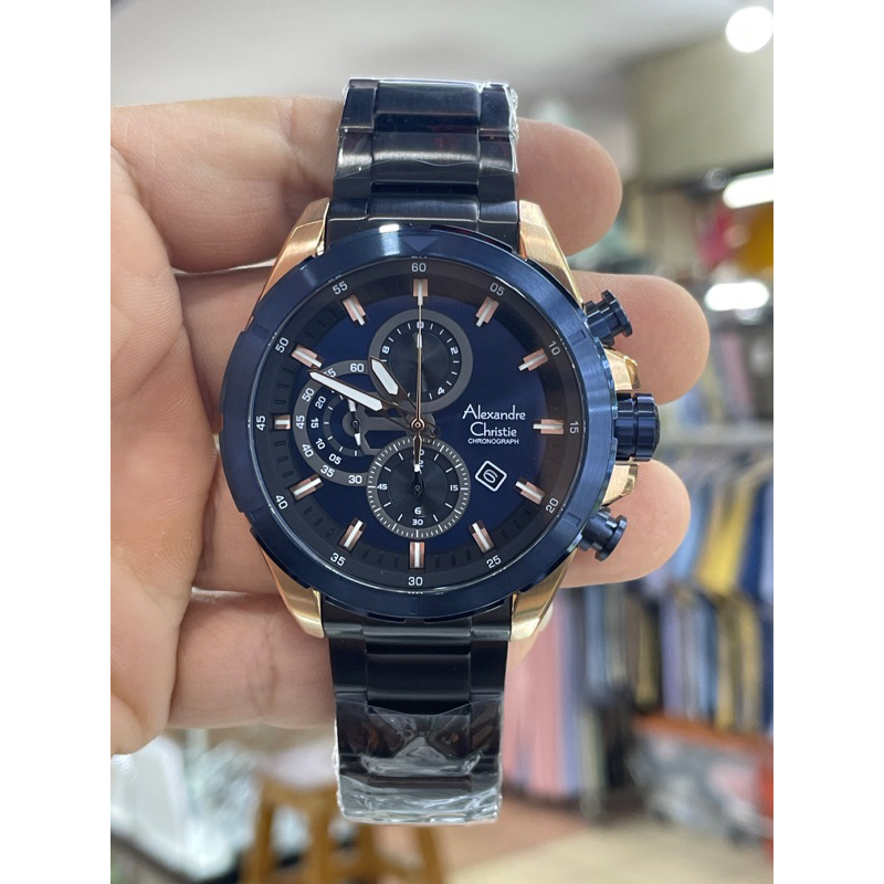 alexandre christie 6508mc black rosegold ring biru