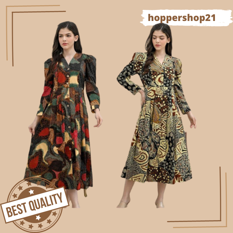 Dress Batik Wanita 258 Series /Batik Modern /Dress Batik Panjang/ Baju Lebaran
