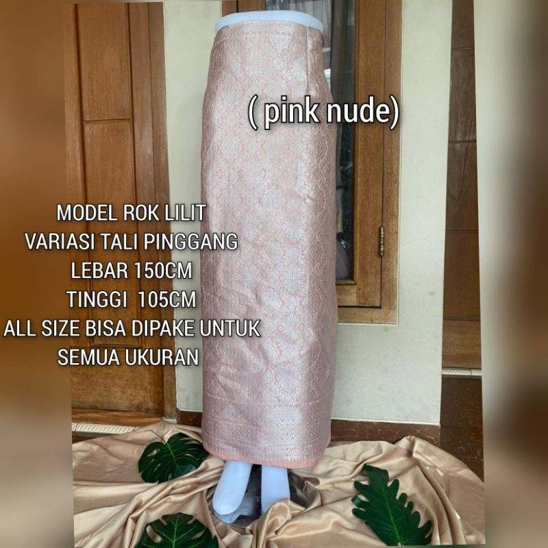 Rok Kebaya Songket /Rok Jadi Songket /Rok Songket Lilit Bawahan Kebaya - pink nude