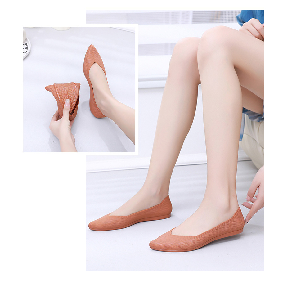 Azgalery SPT-74 / Flatshoes Wanita Ujung Lancip Sepatu Kerja Kantoran Kuliah Wanit Remaja Dewasa Kekinian Import Bahan PVC Nyaman Lembut Dipakai