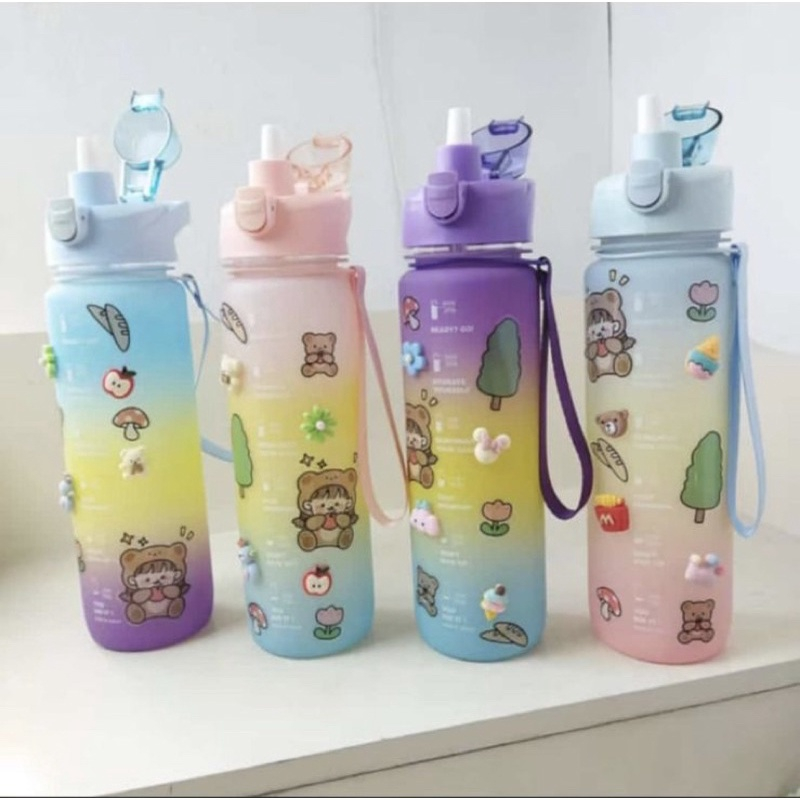 Botol Minum Viral 1 Liter Warna Gradasi Tempat Minum Anak Aesthetic Tritan