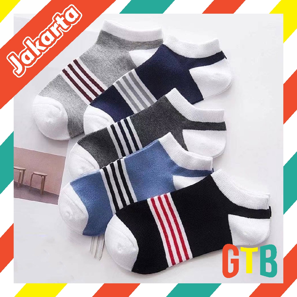 ❤️GTB❤️ Kaos Kaki Motif Tiga Garis Lucu / Kaos Kaki Laki-Laki Perempuan / Ankle Socks Korean Fashion KK146